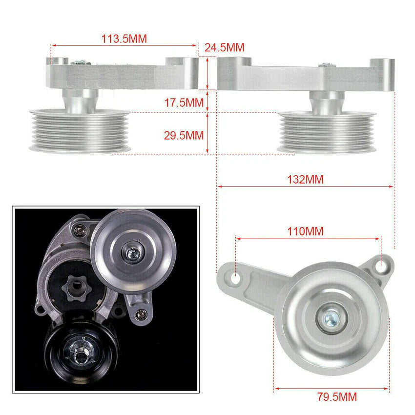 Bull Boost Performance - K Series Swap Adjustable EP3 Idler Pulley Belt Kit For Civic Integra Honda Tuned K20
