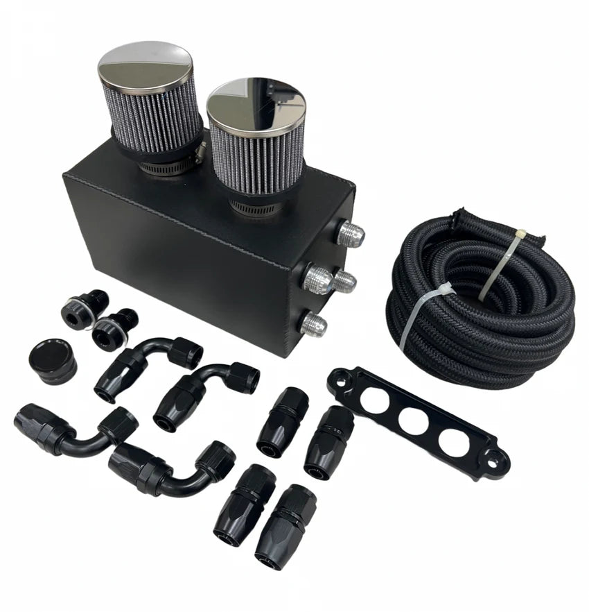 Bull Boost Performance - Pro Series Oil Catch Can For Honda Civic Acura Integra 4 Port -10AN With Hoses