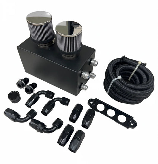 Bull Boost Performance - Pro Series Oil Catch Can For Honda Civic Acura Integra 4 Port -10AN With Hoses